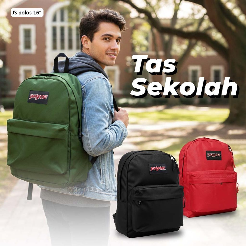 Jans Sport Backpack / Plain Js Backpack กระเป๋าเป้นักเรียน 16 นิ้ว