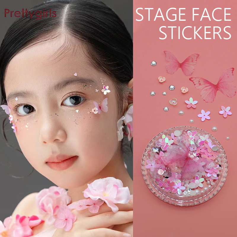 PY.thBridal Eye แต่งหน้าตกแต่งเด็ก Stage Face สติกเกอร์กลีบมุก Glitter Face สติกเกอร์-PY