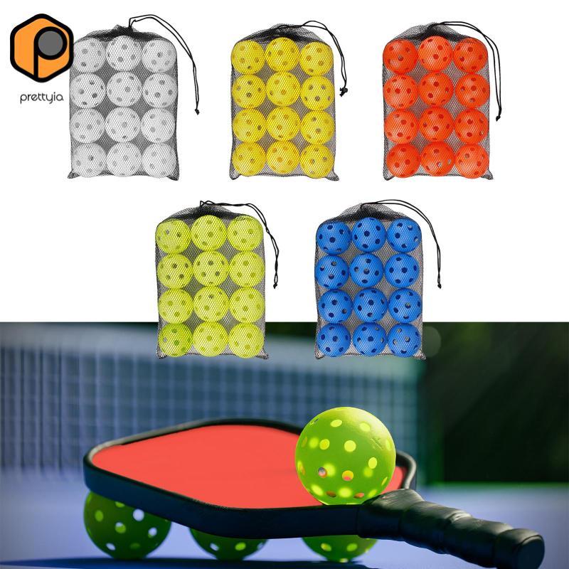 Prettyia 12 ชิ้น Pickleball Balls สำหรับการแข่งขันและการเล่นทั่วไป