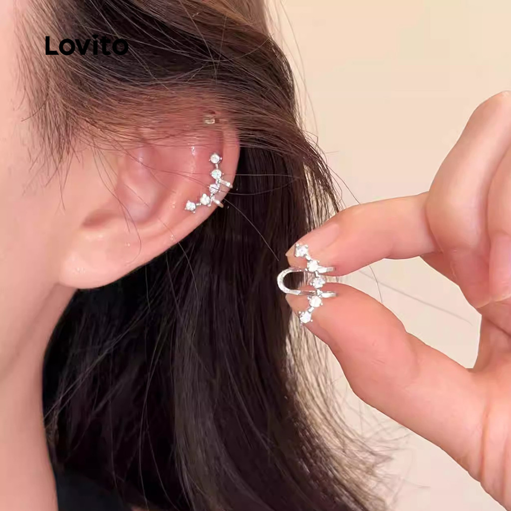 Lovito ต่างหูลําลองแบบเรียบง่าย LFA108298