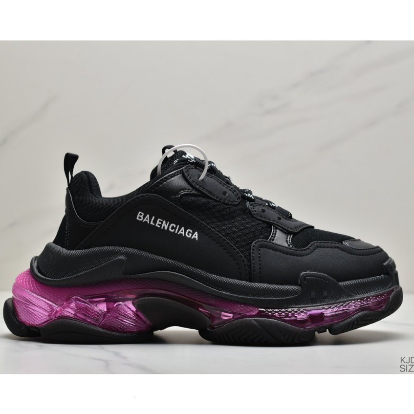 Balenciaga Triple S Black Purple Classic Air Cushion Sports Shoes Wild Casual Womens Shoes Mens Shoe