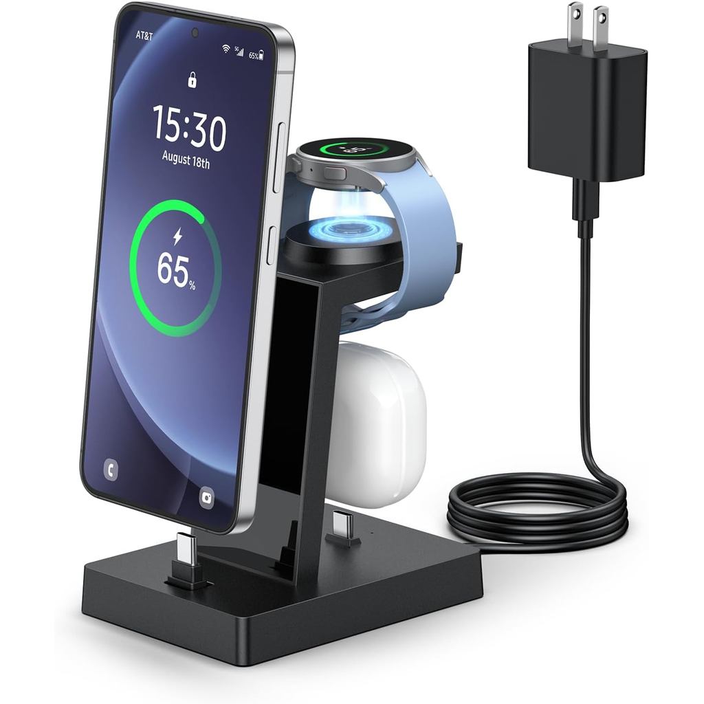 NAMI 30W USB C Charger สําหรับอุปกรณ์ Samsung, 3 in 1 สถานีชาร์จสําหรับ Samsung Galaxy Watch 7/6/5/4