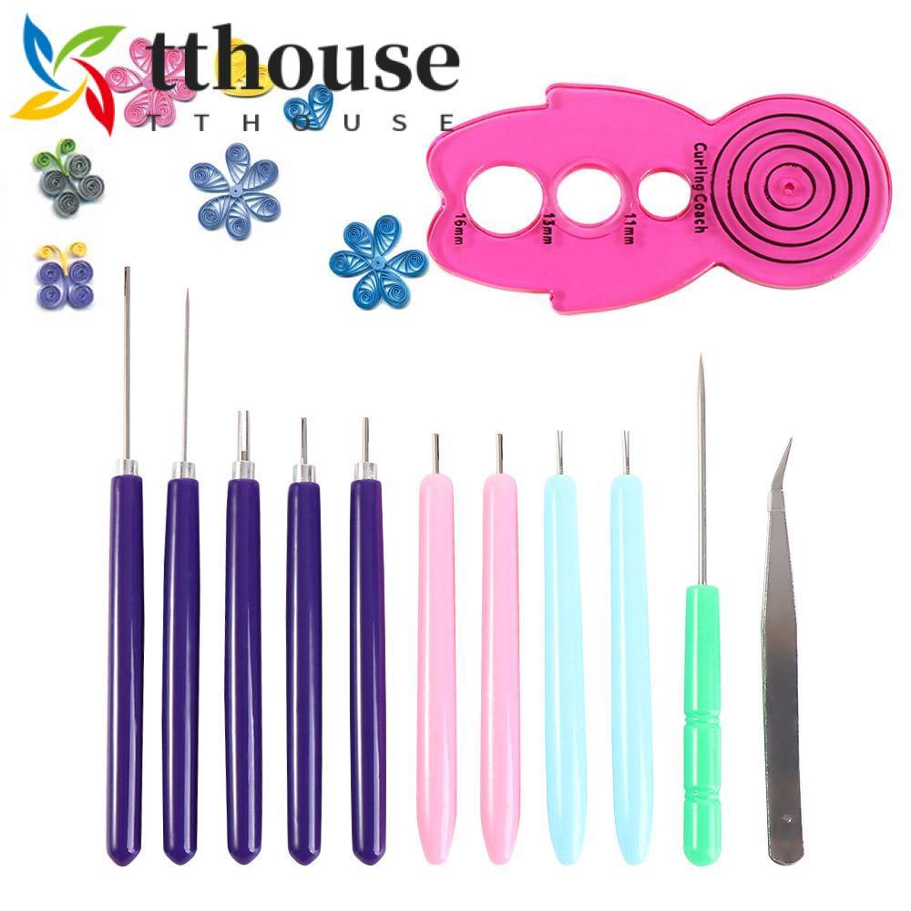 TTHOUSE 12PCS กระดาษ Quilling เครื่องมือ, Quilling Slotted ปากกากระดาษ Curling Quilling เข็มชุด, ปฏิ