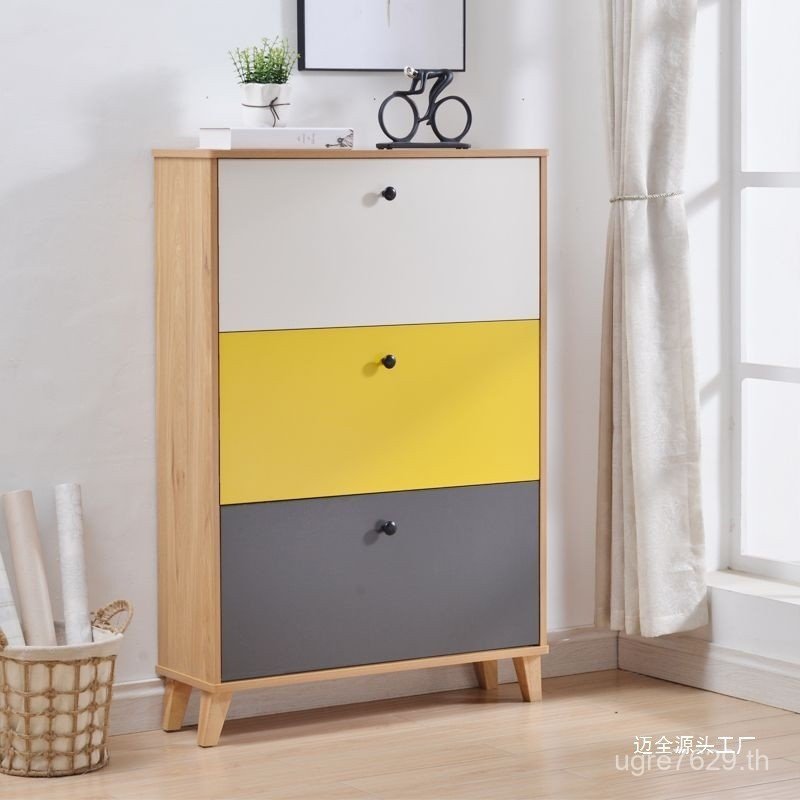 สไตล์ใหม่ชั้นวางรองเท้าตู้ทางเข้าตู้เก็บของแบบบูรณาการไม้เนื้อแข็ง Entry Dump ตู้รองเท้าในครัวเรือน 