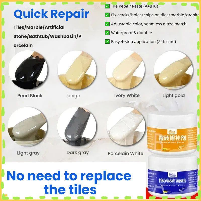 พร้อมสต็อกครีมซ่อมแซมกระเบื้อง  ปรับสีได้ สําหรับหินอ่อนและหินแกรนิตซ่อมแซมรอยแตกและรอยขีดข่วนบนกระเบื้องปูพื้น เนสท์เล่