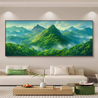 สีเขียวภูเขาจิตรกรรมตกแต่งผนังศิลปะฮวงจุ้ยศิลปะโปสเตอร์ภาพไฟ…