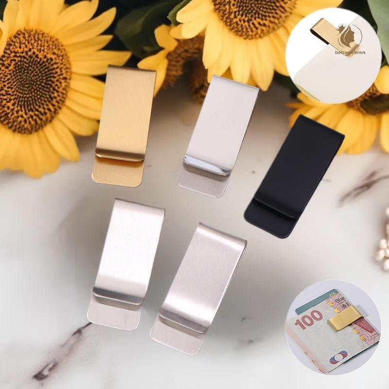 [PE] 5 ชิ้น Simple Slim โลหะคลิปเงินแบบพกพามัลติฟังก์ชั่คลิปนามบัตรผู้ชายกระเป๋าธุรกิจผู้ถือบัตรกระเ