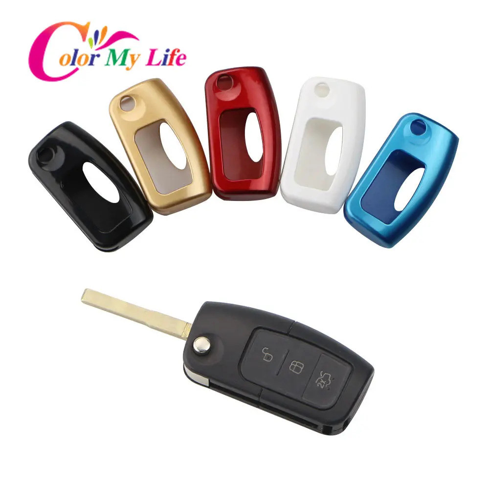 Color My Life ABS Paint Key Case Protection Cover Key Decoration Box For Ford Focus 2 Fiesta MK7 Eco