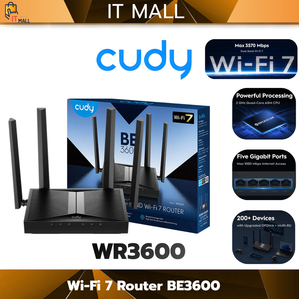 CUDY WR3600 Wi-Fi 7 Router BE3600 รับประกันตลอดการใช้งาน