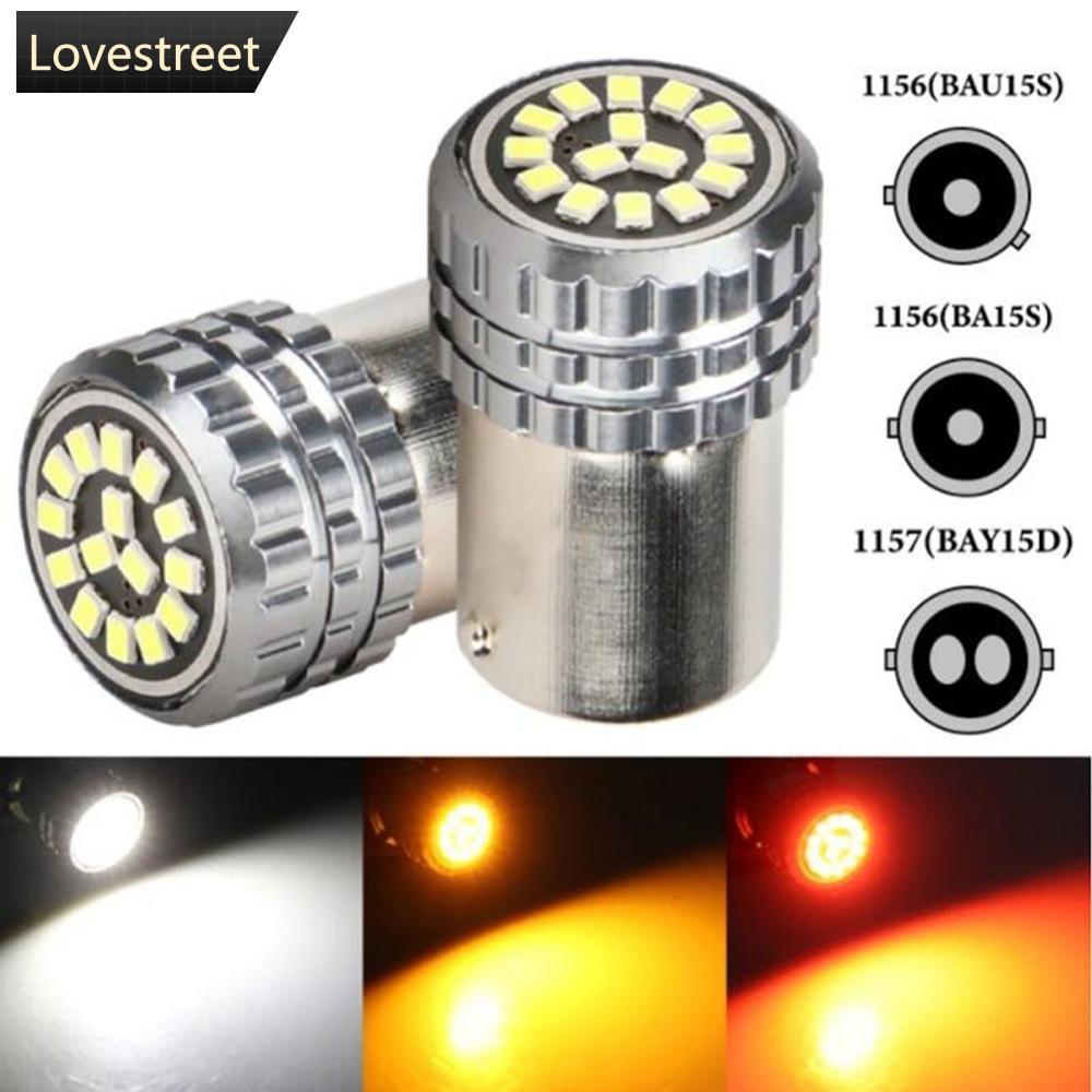 LOE 1Pc 12V หลอดไฟ LED รถเลี้ยวสัญญาณที่จอดรถไฟเบรค 2016-15SMD สีขาว Amber สีแดง P21W 1156 BA15S 115