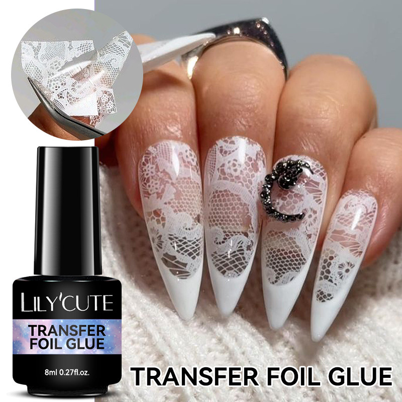 LILYCUTE 8ML เล็บฟอยล์กาว Transfer Gel สําหรับเล็บสติกเกอร์เล็บเจล Soak Off LED โคมไฟที่ต้องการเล็บ