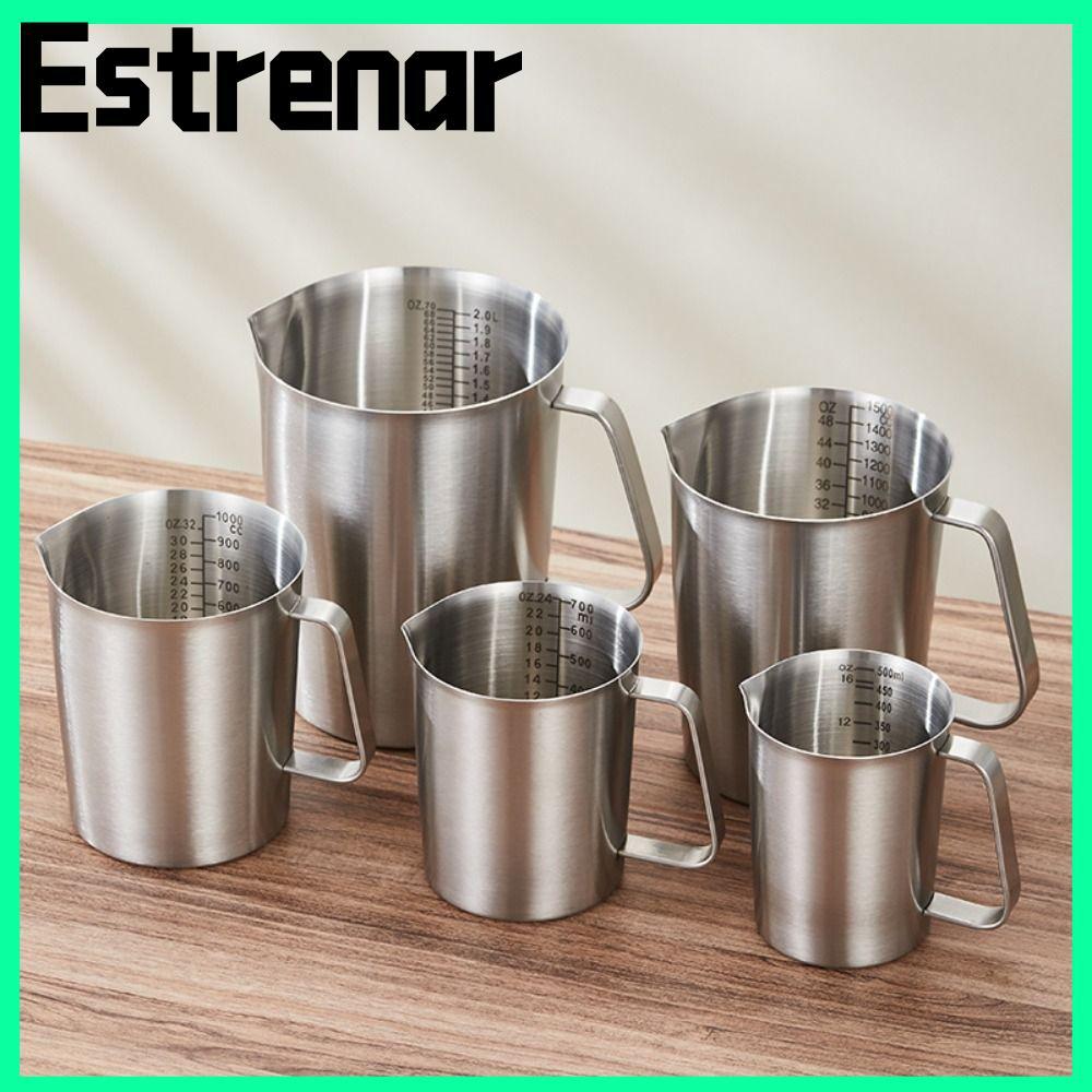 ถ้วยตวง ESTRENAR, 304 สแตนเลสขนาดด้านในออกแบบห้องปฏิบัติการบีกเกอร์,ความจุขนาดใหญ่หนาพร้อมฝาปิด Liqu