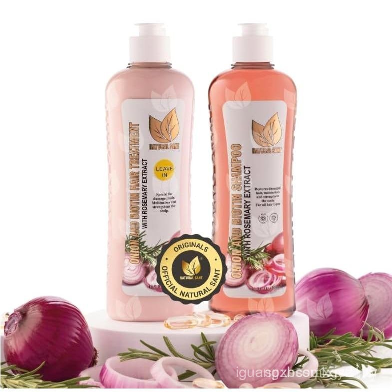 Onion Biotin and Rosemary Shampoo & Treatment Set for Stronger, Thicker and Longer Hair - Soft and S