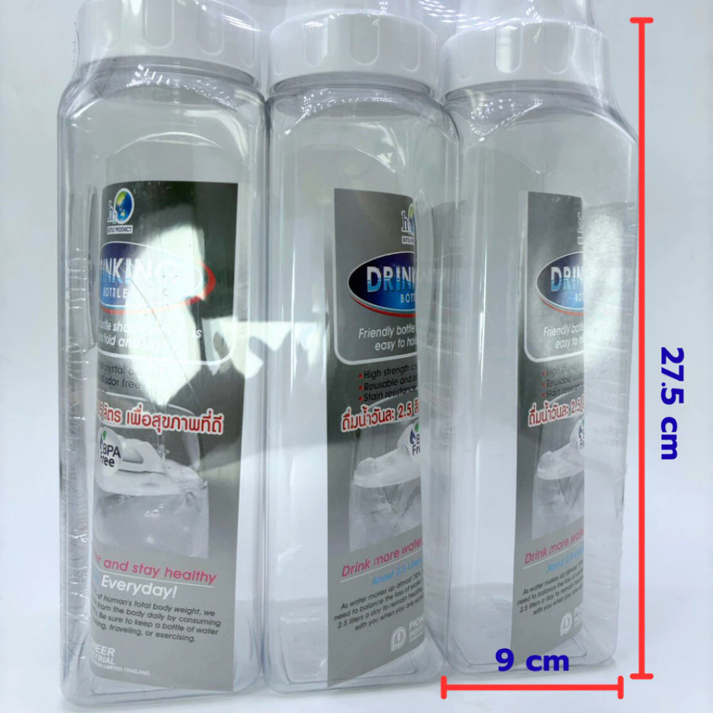 กระบอกน้ำ No.PN/G165 ทรงเหลี่ยม 1400ml สีใส ฝาขาว ราคา ถูกที่สุด ดีลบีเคเค แกลเลอรีภาพที่ 2