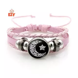 EZY 2 ชิ้น Luminous สร้อยข้อมือคู่ Sun Moon สร้อยข้อมือสีดําปรับได้มิตรภาพแฟชั่นเครื่องประดับโรแมนติกของขวัญวันเกิดใหม่