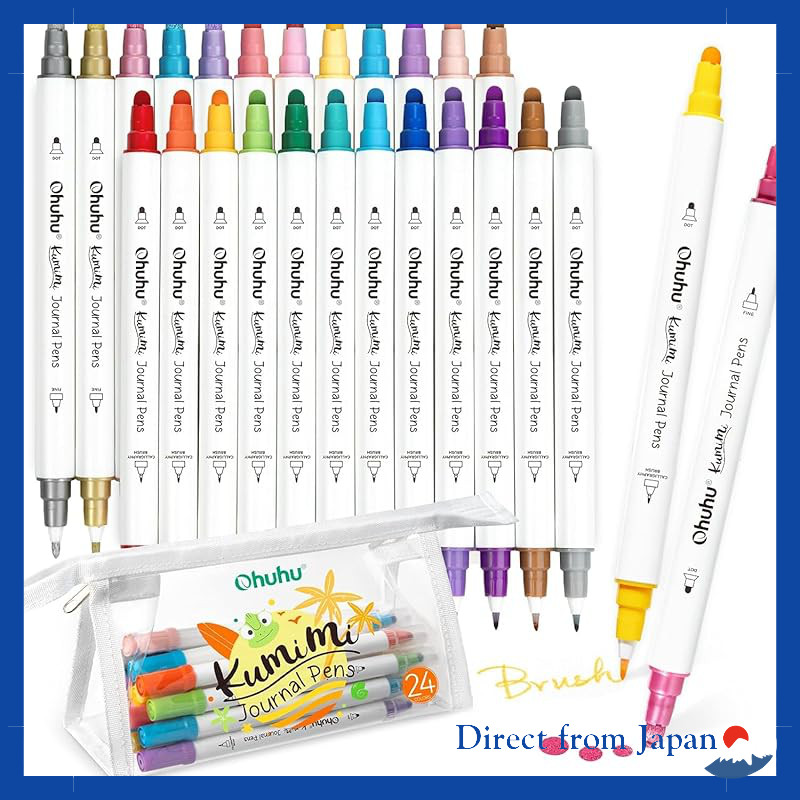 Ohuhu 24-Color Dot Pen Set - Water-Based Dot Markers, Metallic & Pastel Colors, Perfect for Art, DIY
