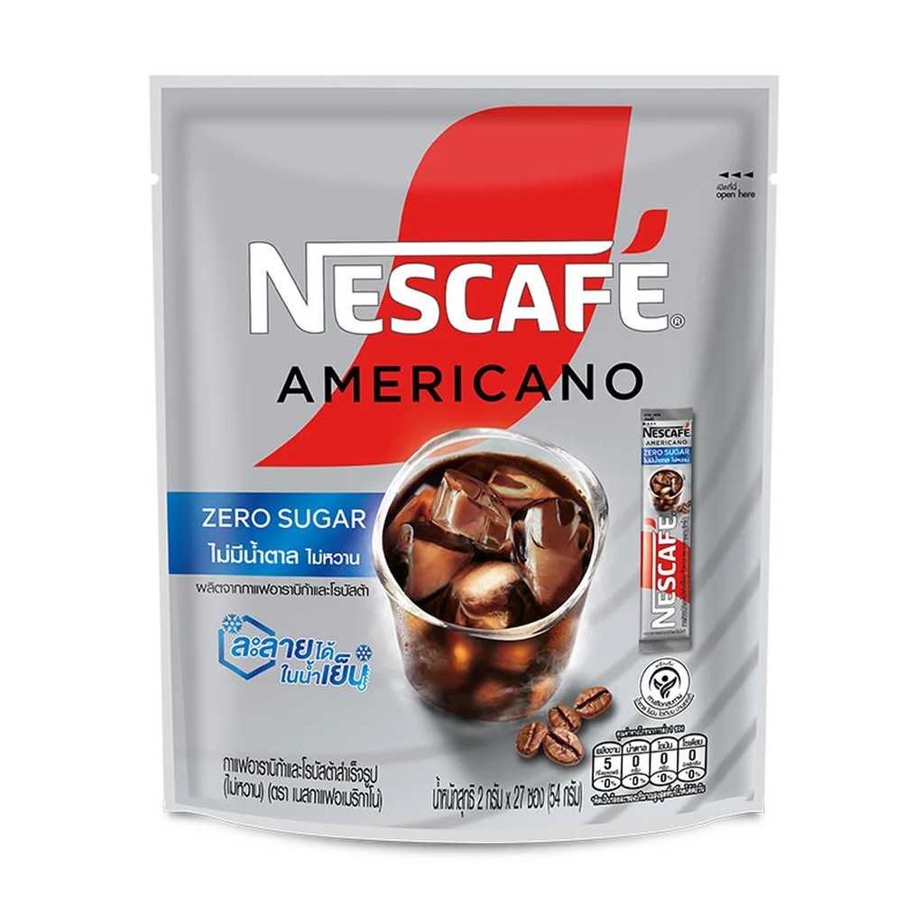 เนสกาแฟ Nescafe กาแฟสำเร็จรูป อเมริกาโน่ 27 ซอง สูตรไม่มีน้ำตาล กาแฟสำเร็จรูปแบบซอง เนสกาแฟซอง