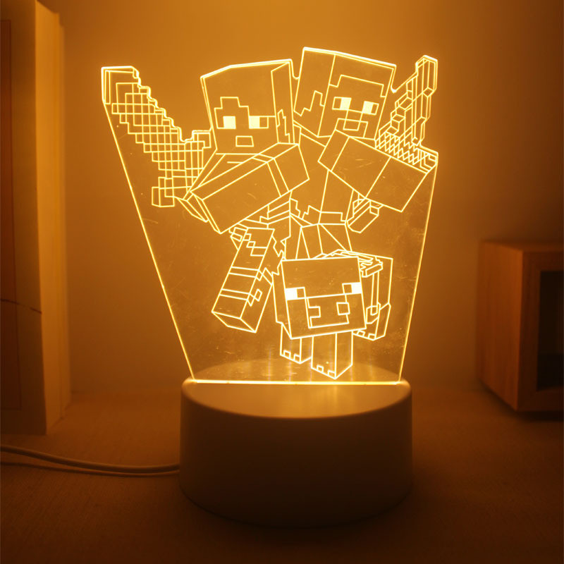 创意3D我的世界小夜灯动漫台灯人物儿童卧室灯礼品摆件氛围灯Creative 3D My World Nightlight Animation Table Lamppoker2.th20251226