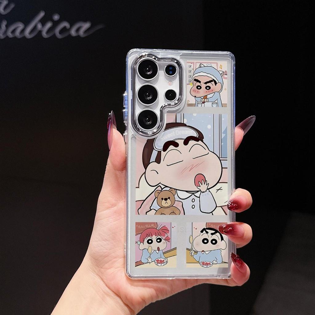 SAMSUNG โลหะใสกล้องเคสโทรศัพท์การ์ตูนกอดหมีและXiaoxinสําหรับSamsung A51 A03CORE A10 A73 A11 A02 A06 
