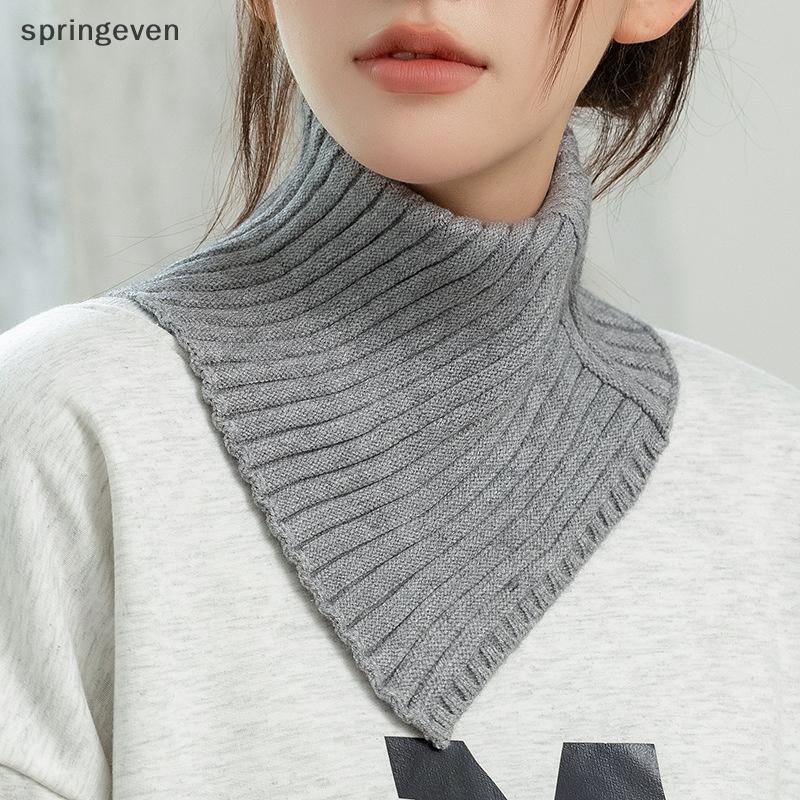 Springeven ที่ถอดออกได้ลายถักคอเต่าสําหรับผู้หญิงปกเท็จแฟชั่นธรรมดาฤดูหนาวที่อบอุ่นปกหัวคอยามปก RFT