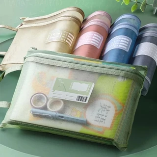 COZII กระเป๋าตาข่ายใส ขนาด A4 มีซิป สําหรับใส่เอกสาร หนังสือ หนังสือเรียน สํานักงาน โรงเรียน เครื่องเขียนนักเรียน