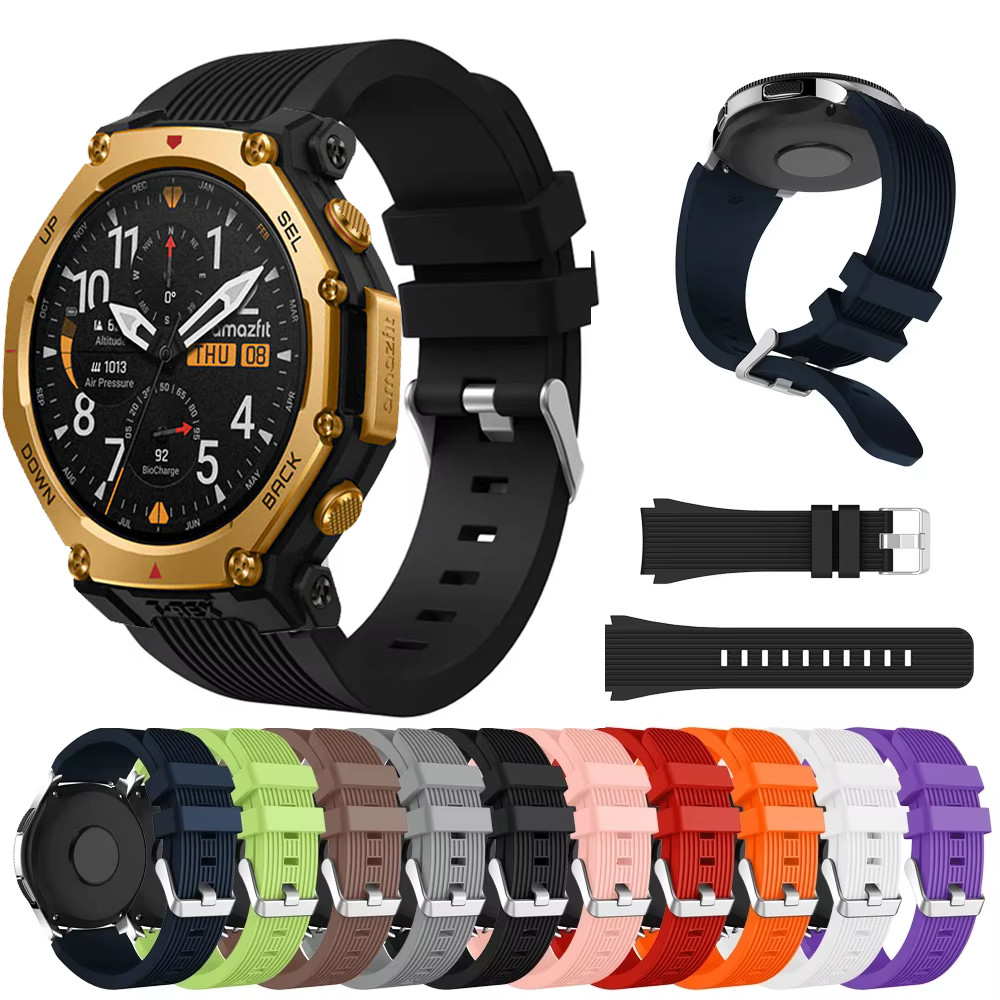 สายซิลิโคนสําหรับ Amazfit T-Rex 3 Pro 48 มม.Smartwatch 22 มม.สําหรับ Amazfit Bip 5 6/GTR 4 3 2e/Bala