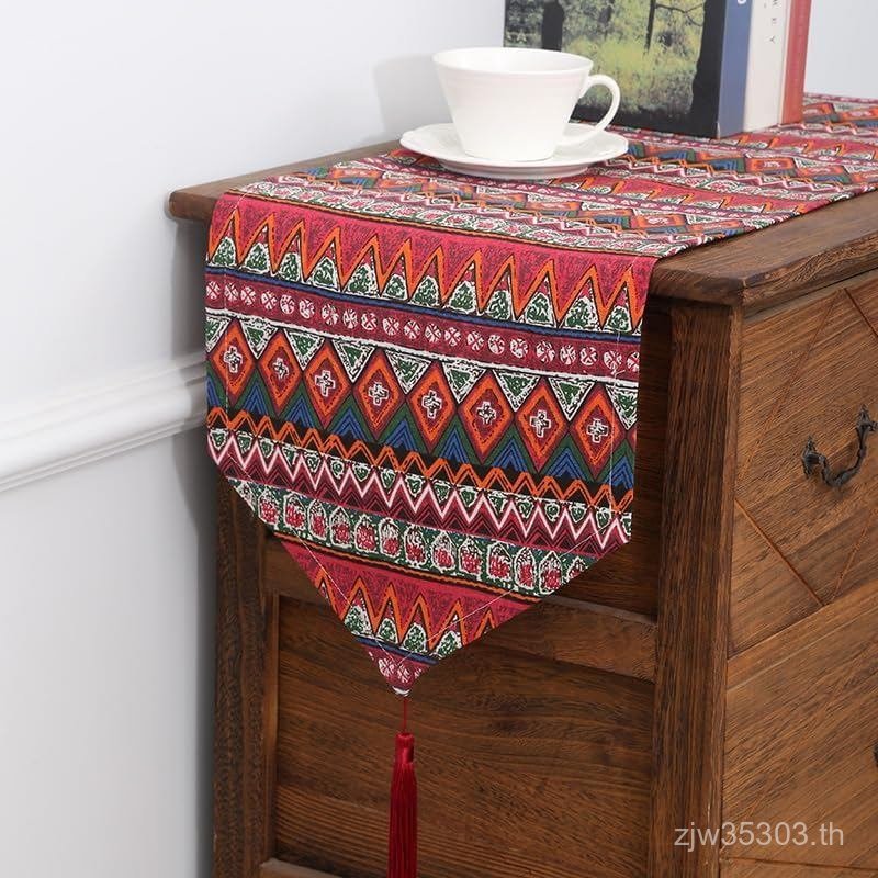 Chinese Table Flag Ethnic Style with Tassel Table Decoration Home Kitchen Dining Indoor Holiday Farm