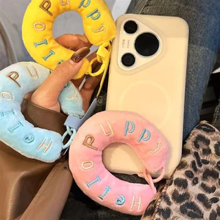 เหมาะสําหรับโทรศัพท์มือถือทุกรุ่น น่ารักสีสัน Doughnut Letter Plush เคสโทรศัพท์สายคล้องกระเป๋าถือ