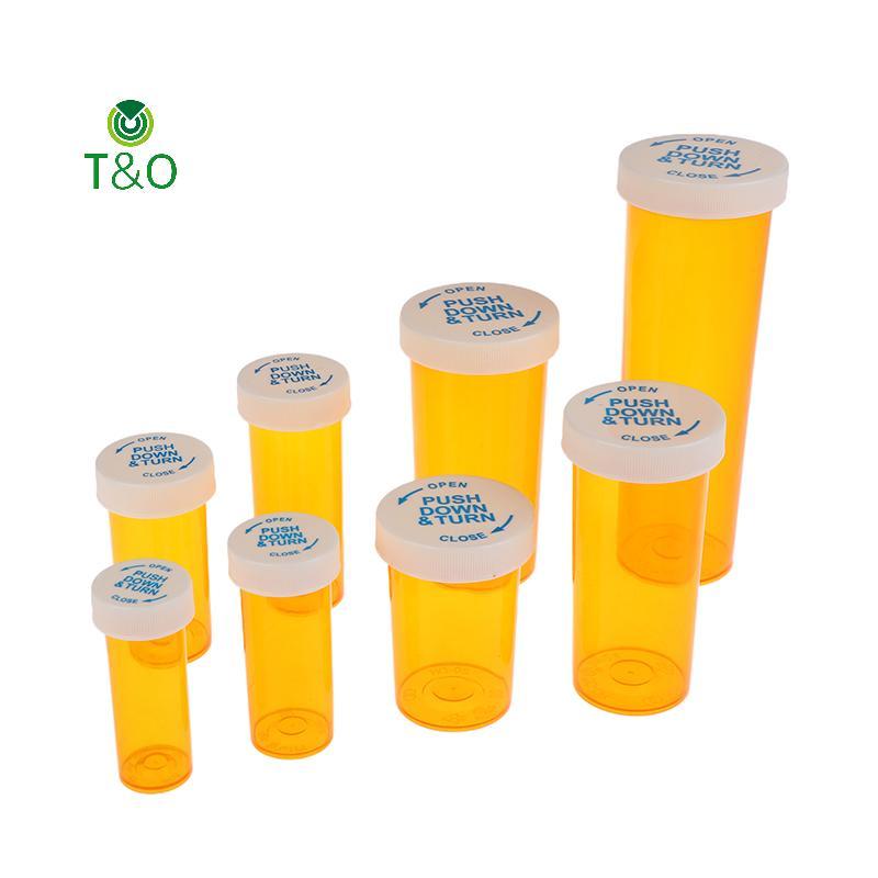 T&O 5 ชิ้นขวดยาพลาสติกสําหรับเด็กหมวกทนคอนเทนเนอร์ยา Travel Pill Vials - 6/8/13/16/20/30/40/60 Dram