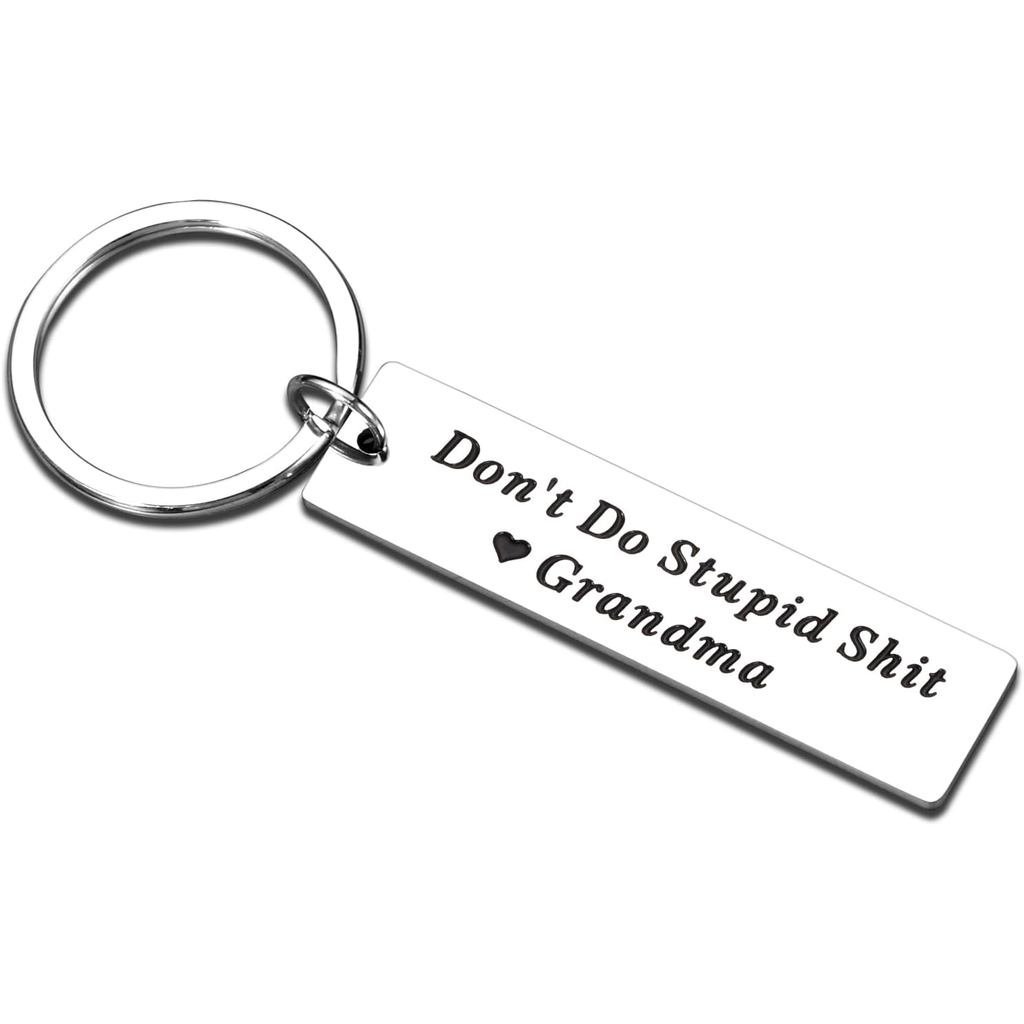 Dont Do Stupid Shitkeychain, Gifts for Grandson Granddaughter from Grandmom, Birthday Valentines Day