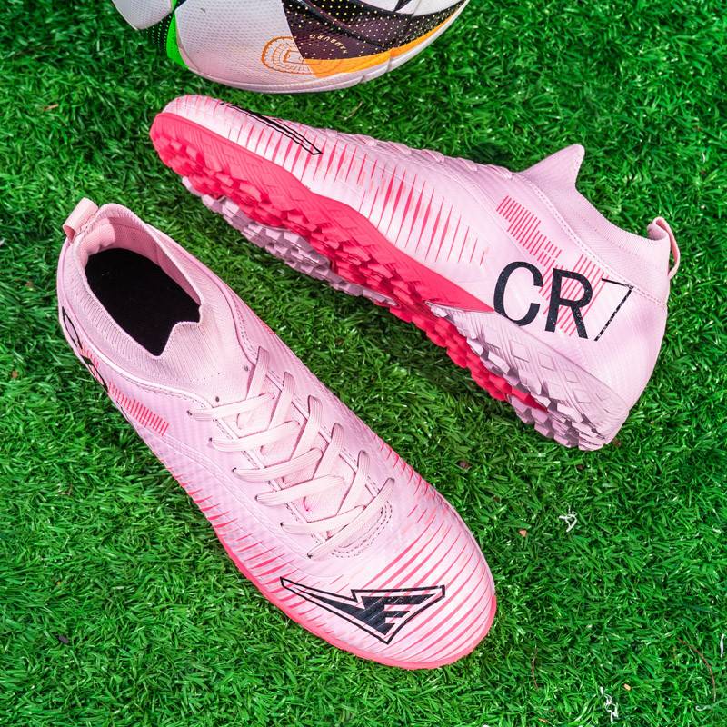 รองเท้าฟุตบอล CR7 High-Top Fragmented Spikes Training Shoes Boys Girls Shoes [ผู้ผลิตแนะนํา] Cross-B