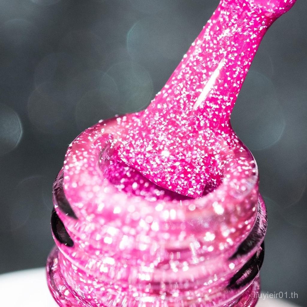BURANO Reflective Glitter Gel Nail Polish, Hot Pink UV LED 7.3ml Sparkle Nail Polish Holographic Gli