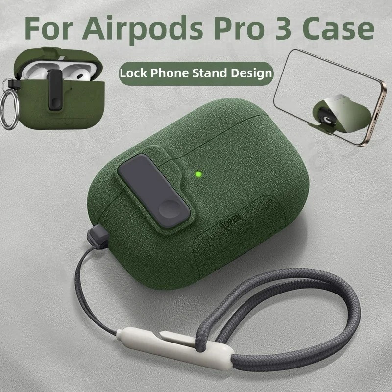 2025 สําหรับ AirPods Pro 3 กรณีล็อคที่ปลอดภัย Lanyard สําหรับ AirPods Pro3 กรณีฝาครอบป้องกันพร้อมขาต