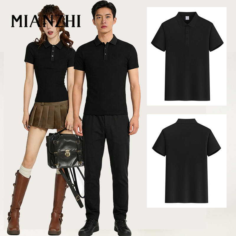 MIANZHI Polo Shirt ผ้าหนาทรงสวย ใส่ได้ทั้งชายหญิง ทรงหลวมสบาย รีดง่าย เสื้อยืดโปโลสีพื้น