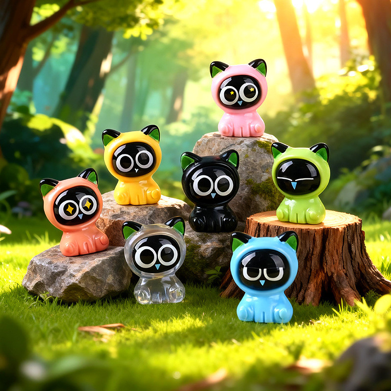 7ชิ้นนั่งแมวรูปเรซิ่นน่ารักสําหรับ ทําเอง(13-631)