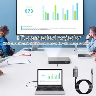 สาย HDMI สำหรับสมาร์ทโฟนและแท็บเล็ตพร้อมขั้วต่อชุบทอง อะแดปเตอร์ USB Type-C ถึง HDMI 4K 60Hz/30Hz ความเร็วสูง