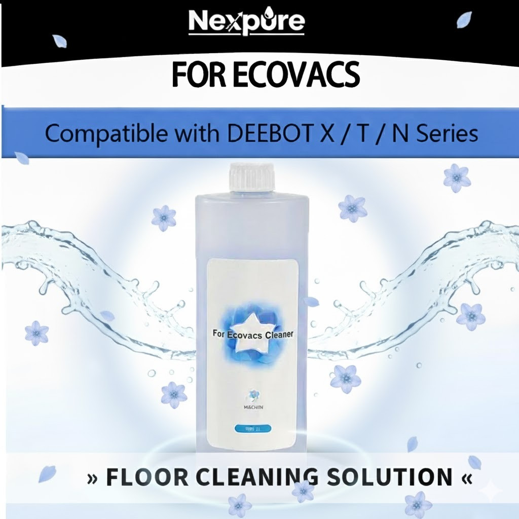 สําหรับน้ํายาทําความสะอาดพื้นหลายพื้นผิว ECOVACS 1 ลิตร | ปลอดภัยสําหรับไม้ถูพื้นและดูดฝุ่น | เข้ากันได้กับ X11 / N20 / N30 / X1 / X2 / X5 / X8 / X9 / T10 / T20 / T30 / T50 / T80 / T30C Series