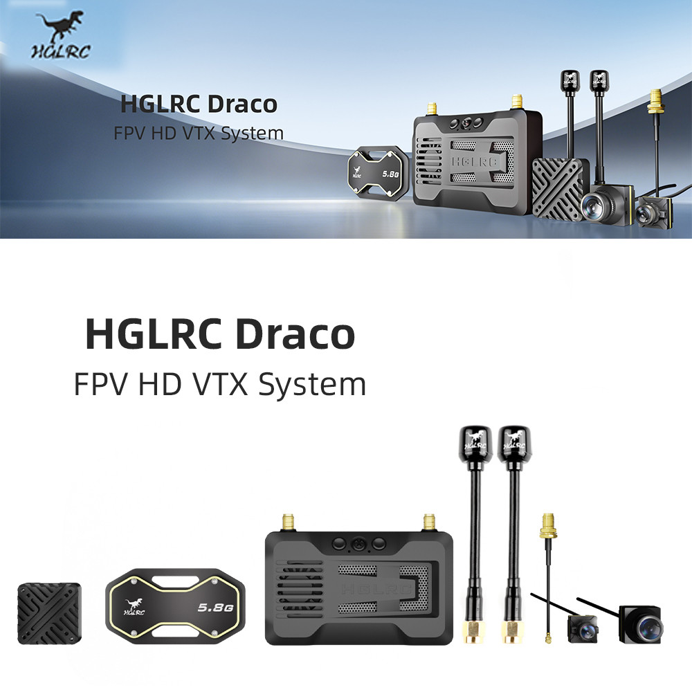 HGLRC Draco Digital VTX System 5.8GHz 1W Power 1080P 60fps 15km Range 60ms Latency Dual เสาอากาศสําห