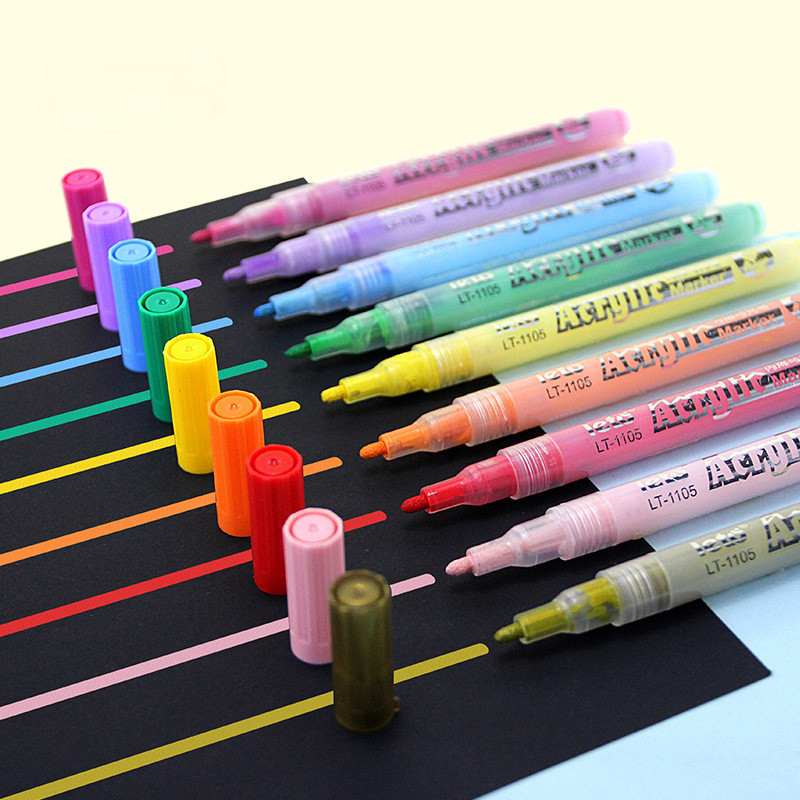 เครื่องหมายอะคริลิกแบบน้ํากันน้ําไม่ลงกระดาษสีดํา/แก้ว/ไม้ปากกากราฟฟิตี ทําเอง สากล