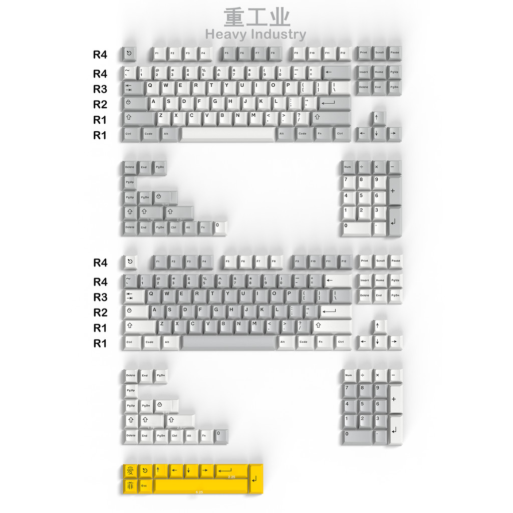 Heavy Industry Heavy Industry Keycap Cherry Original Factory ความสูง ABS คีย์บอร์ดเครื่องกล 2 สี 253