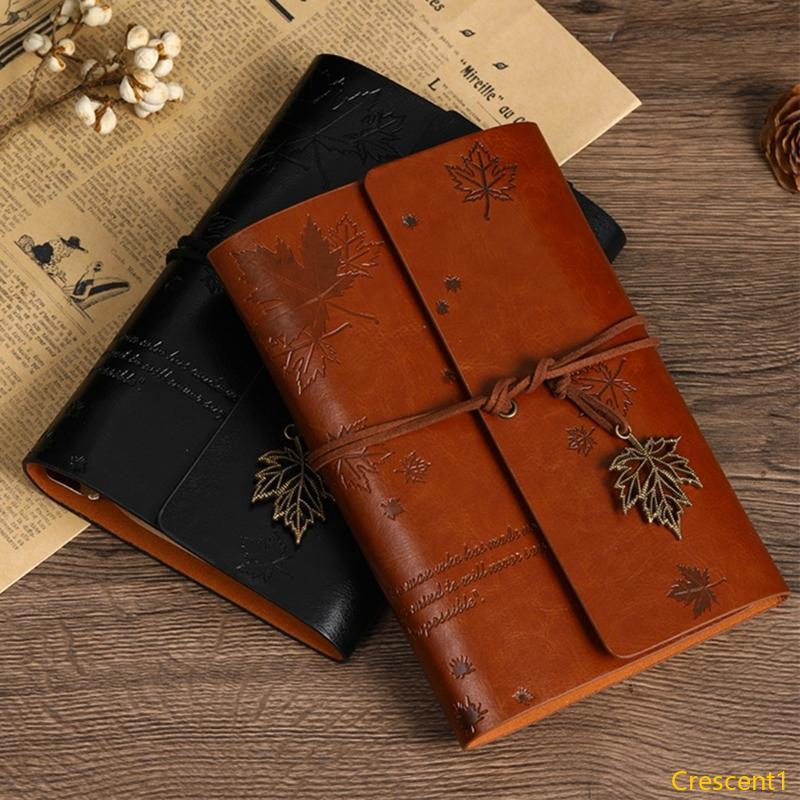 Crescent1 A 6 Journal Notebook Retro Notebook Travel Notebook Maple Leaf Notebook