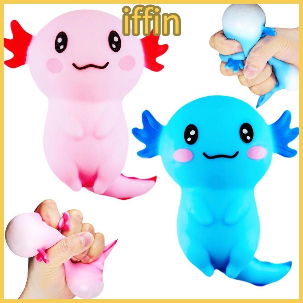 IFFIN Squishy Stress Glitter, Soothing Texture น้ําตาล Filled Axolotl Squishy ของเล่น, รูปร่างน่ารัก