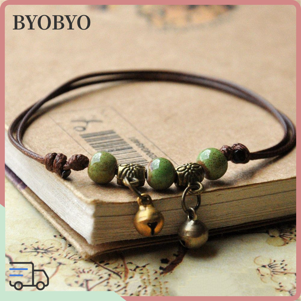 BYOBYO โซ่เท้ากระดิ่ง  ออกแบบอย่างประณีตจากลูกปัดเซรามิก สไตล์วัฒนธรรมสำหรับผู้หญิง