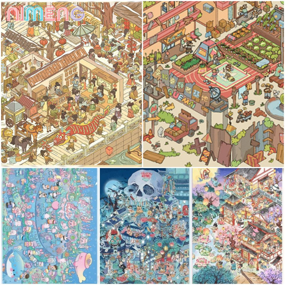 NIMENG Micro Landscape Sticker, Multicolor PET Chinese Style Scene Sticker, Multi-topic DIY Accessor