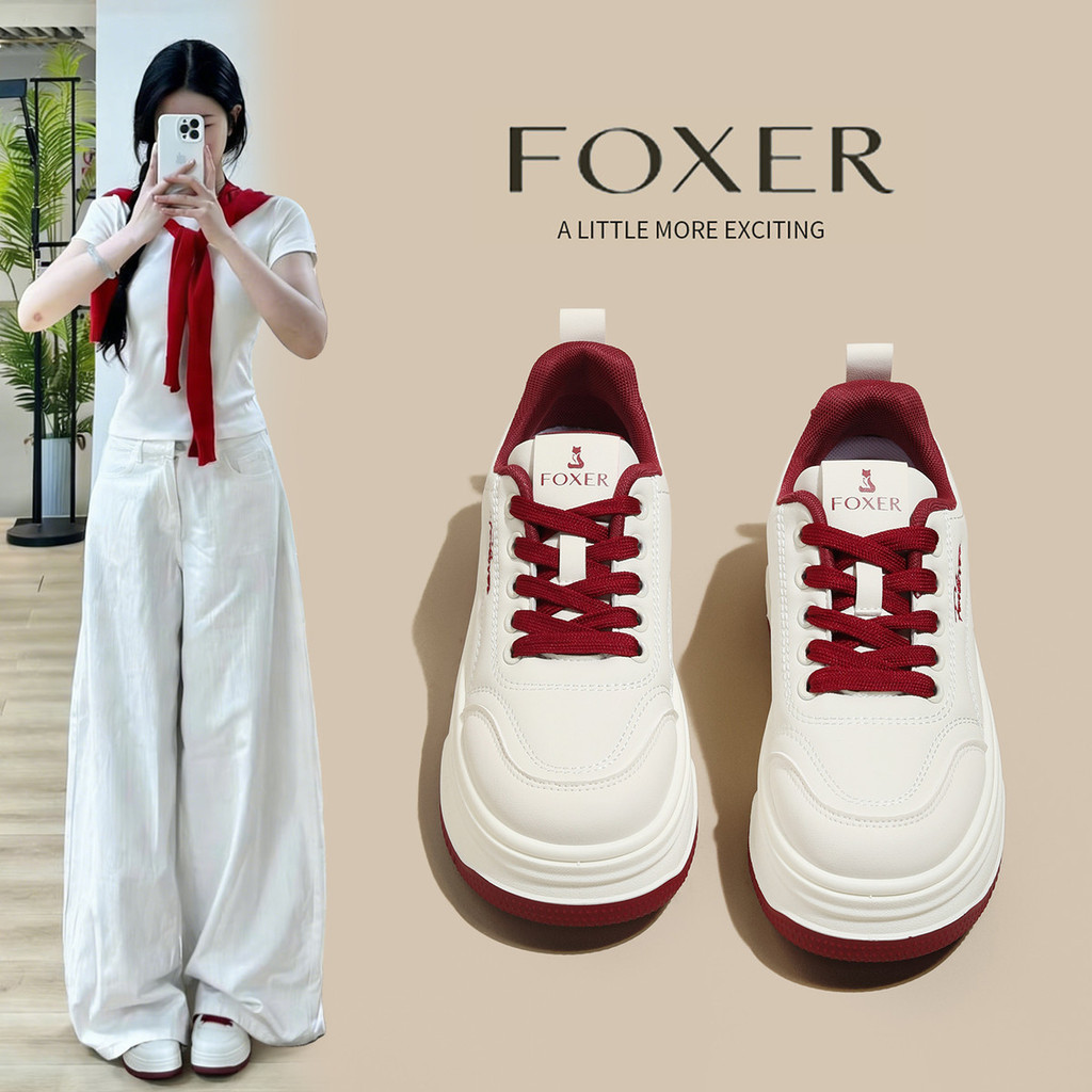 FOXER รองเท้าแฟชั่นสตรี สไตล์ใหม่ เพิ่มความสูงด้วยส้นหนานุ่ม ใส่สบายและน้ำหนักเบา