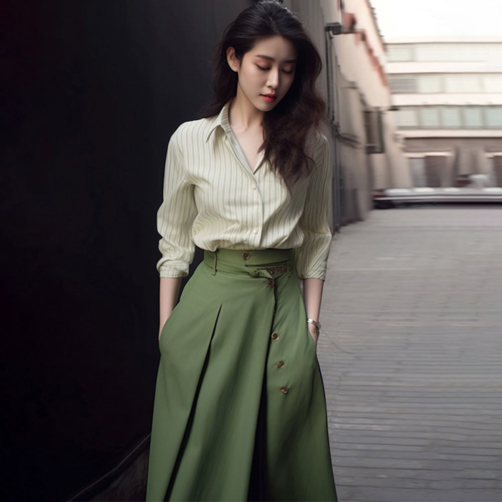 Mint Mambo Style Green Female Suit 2024 Dopamine Spring Small Shirt Hall Interior Hall Style Beautif