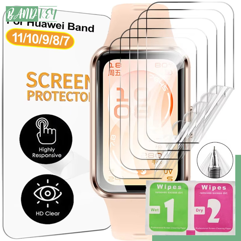 แก้วนิรภัย 9D / ฟิล์มอ่อน for Smartwatch Huawei Band 11/11 Pro /10 9 8 7 NFC อุปกรณ์ป้องกันหน้าจอเปล