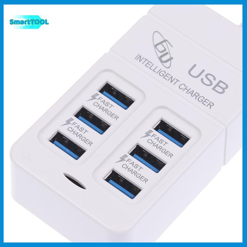 UTZN> EU UK Plug 6 พอร์ต 35W Fast Charging Charger USB PD เดสก์ท็อปมัลติฟังก์ชั่อะแดปเตอร์ชาร์จไฟสํา