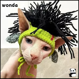 Wonda หมวกแมว,ถักหมวกสัตว์เลี้ยงสไตล์พังก์,ปรับยืดหยุ่นสําหรับเครื่องแต่งกายคอสเพลย์อุปกรณ์สัตว์เลี้ยง DevonRex