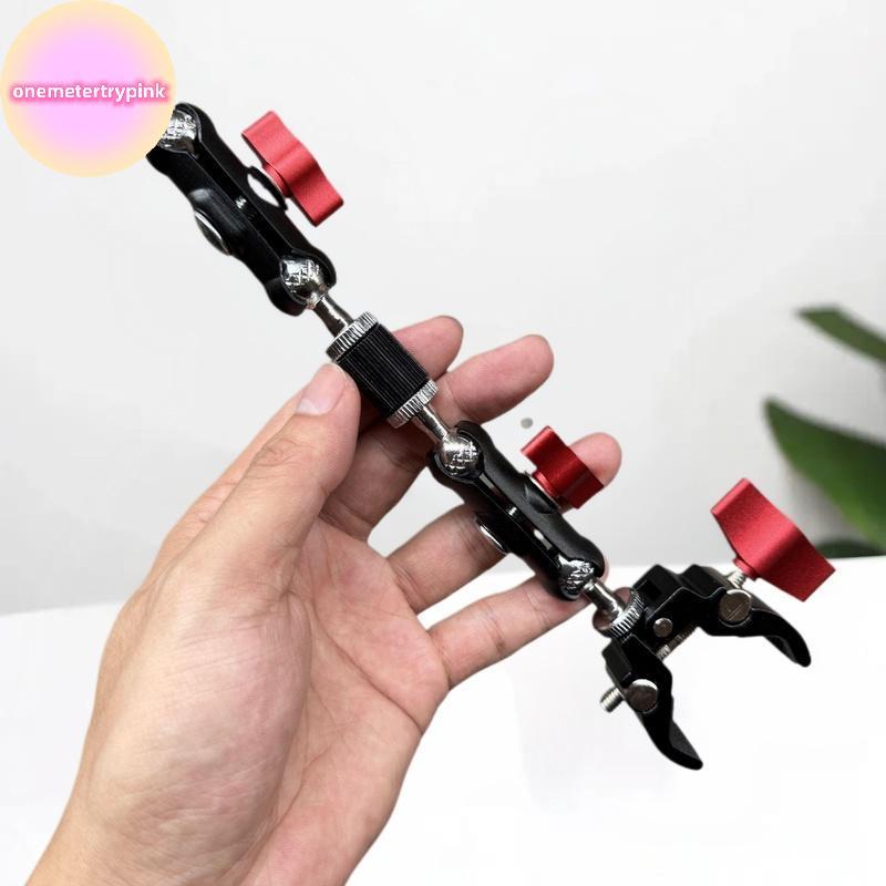 ONEPINK กล้องโลหะ Super Clamp 1 ชุดพร้อมหัวบอลคู่ Magic Arm ตัวยึดแบบยืดหยุ่นแบบปรับได้สําหรับการถ่ายภาพจอภาพ
